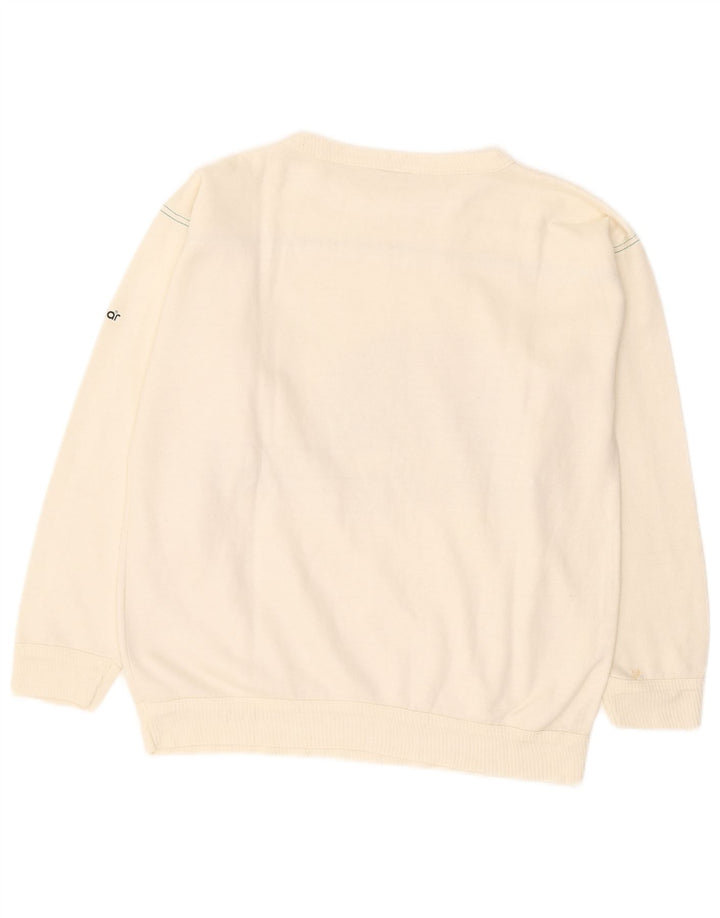 SAMAR Mens Graphic Sweatshirt Jumper Small Off White
