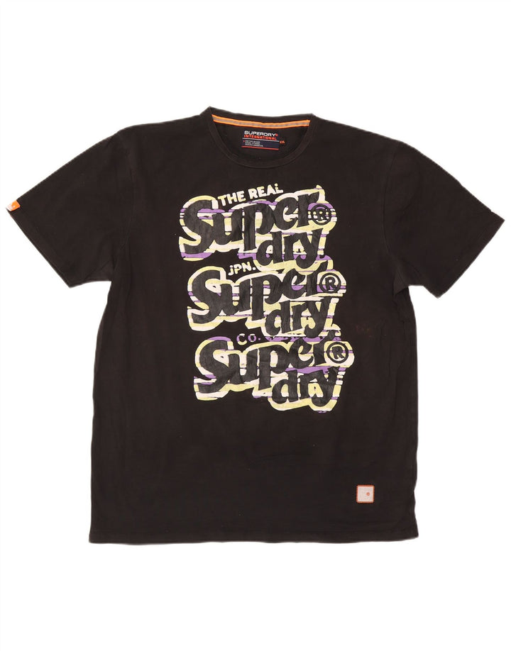 SUPERDRY Mens Graphic T-Shirt Top 2XL Black