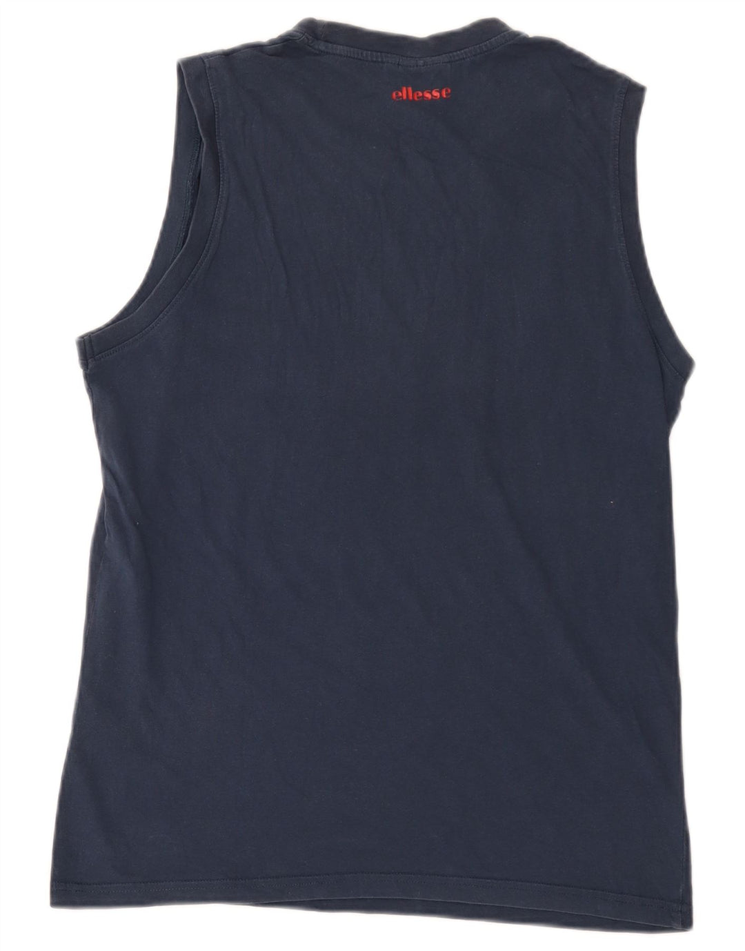 ELLESSE Womens Graphic Vest Top UK 16 Large Navy Blue Cotton