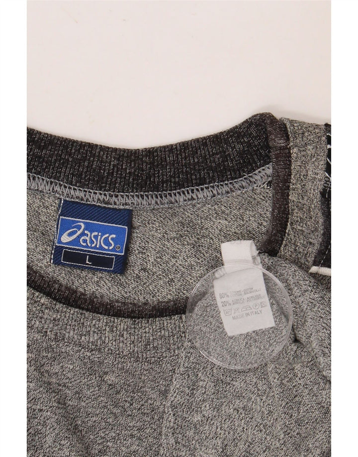 ASICS Mens Graphic T-Shirt Top Large Grey Colourblock Cotton