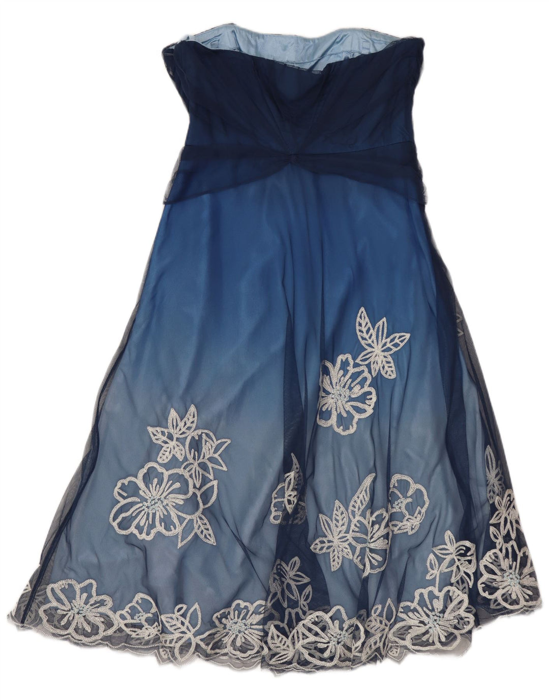 COAST Womens Strapless Dress UK 10 Small Blue Floral Polyester