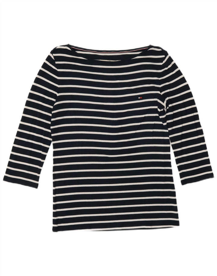Tommy Hilfiger Womens Top 3/4 Sleeve UK 10 Small Navy Blue Striped