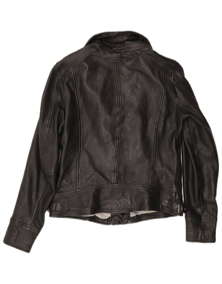 Oakwood Womens Leather Biker Jacket UK 14 Large Black Leather