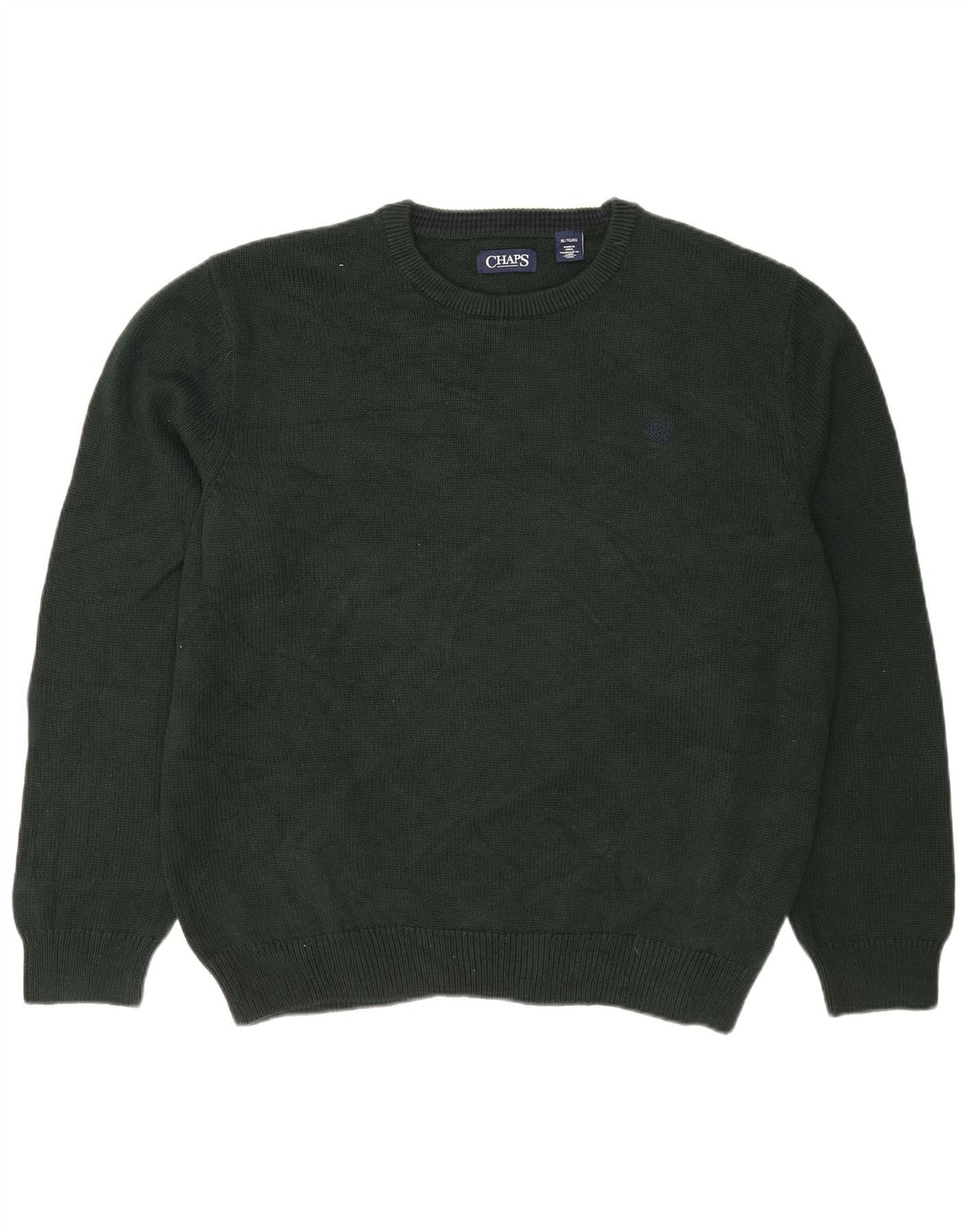 Chaps Mens Crew Neck Jumper Sweater XL Green Cotton