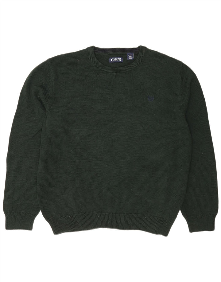Chaps Mens Crew Neck Jumper Sweater XL Green Cotton