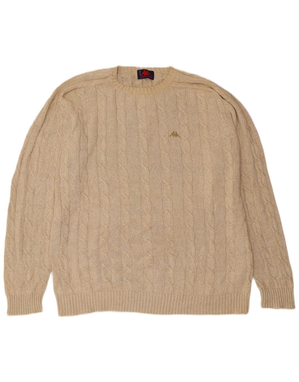 KAPPA Mens Crew Neck Jumper Sweater XL Beige Cotton