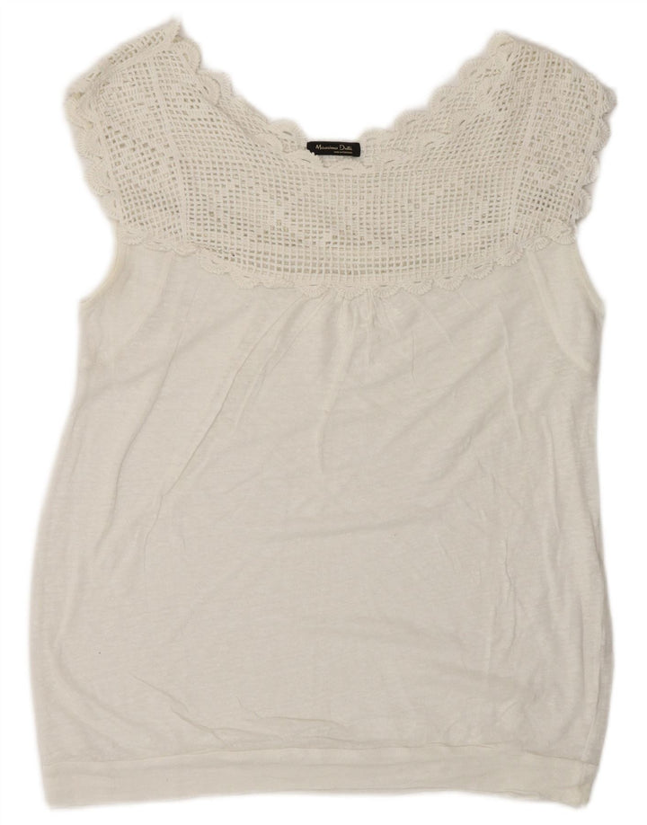 Massimo Dutti Womens Sleeveless Blouse Top UK 16 Large White