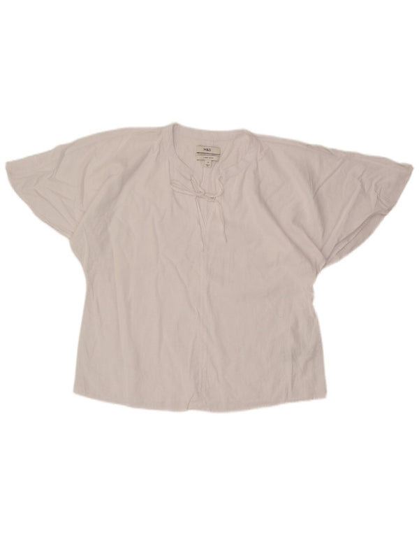 Marks & Spencer Womens Blouse Top UK 12 Medium  White Linen