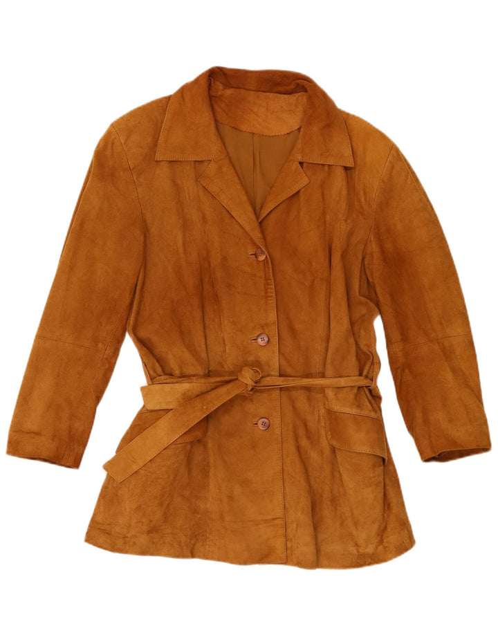 Conbipel Womens Suede Jacket IT 42 Medium Beige Leather