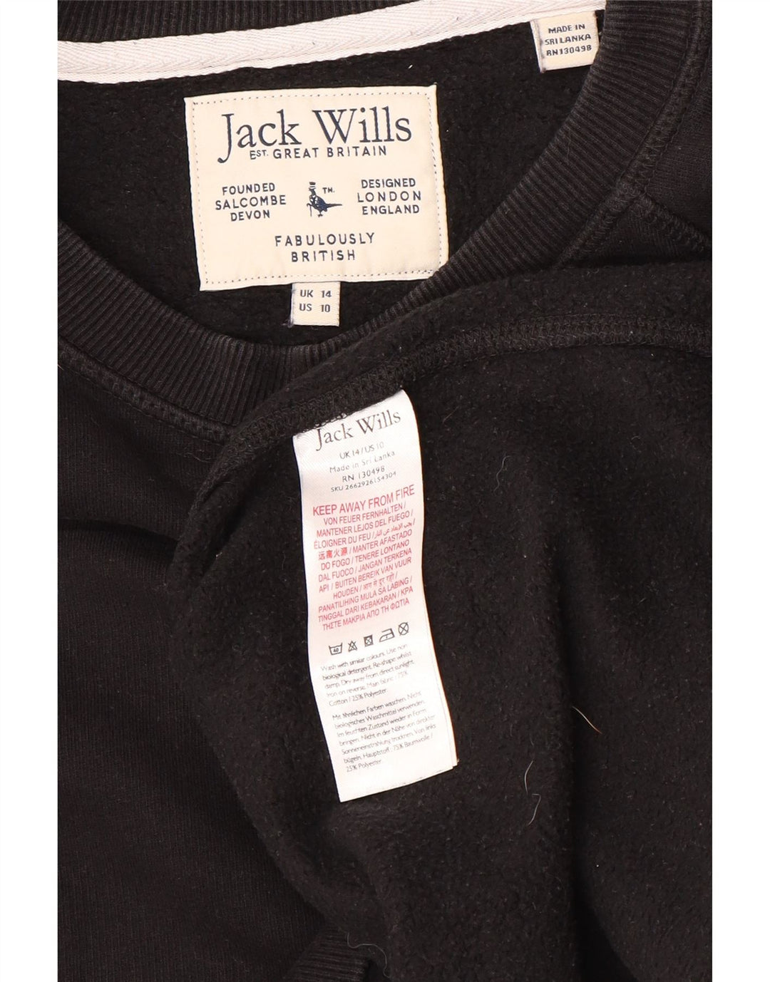 JACK WILLS Womens Loose Fit Sweatshirt Jumper UK 14 Large Black Cotton