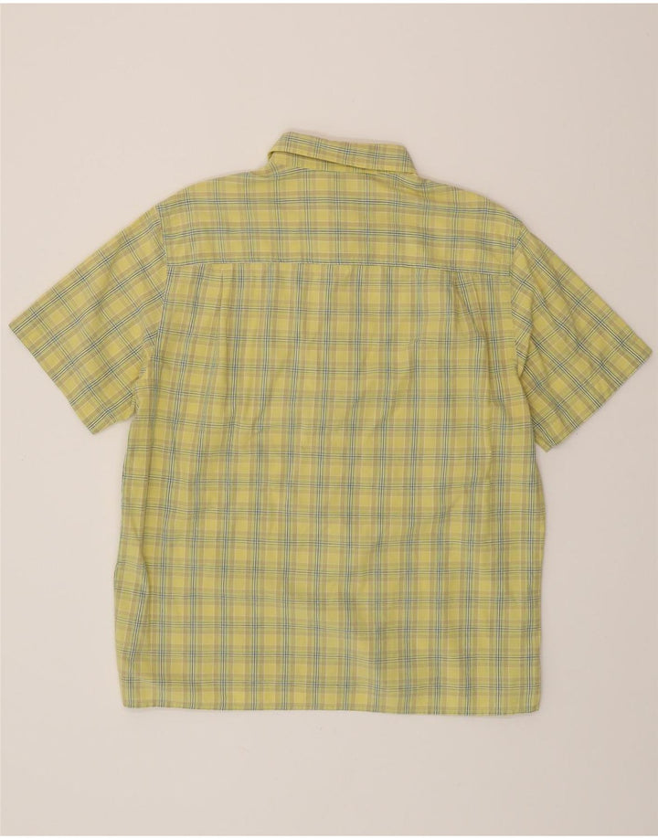DOCKERS Mens Short Sleeve Shirt Size 42/44 Large Yellow Check