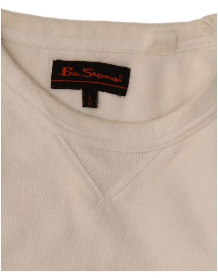 Ben Sherman Mens Graphic Sweatshirt Jumper Medium White Cotton