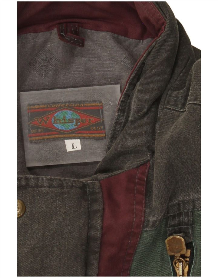 Whisper Mens Bomber Padded Jacket UK 40 Large Green Colourblock