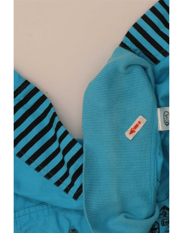 C & A Mens Short Sleeve Pullover Shirt Large Blue Cotton