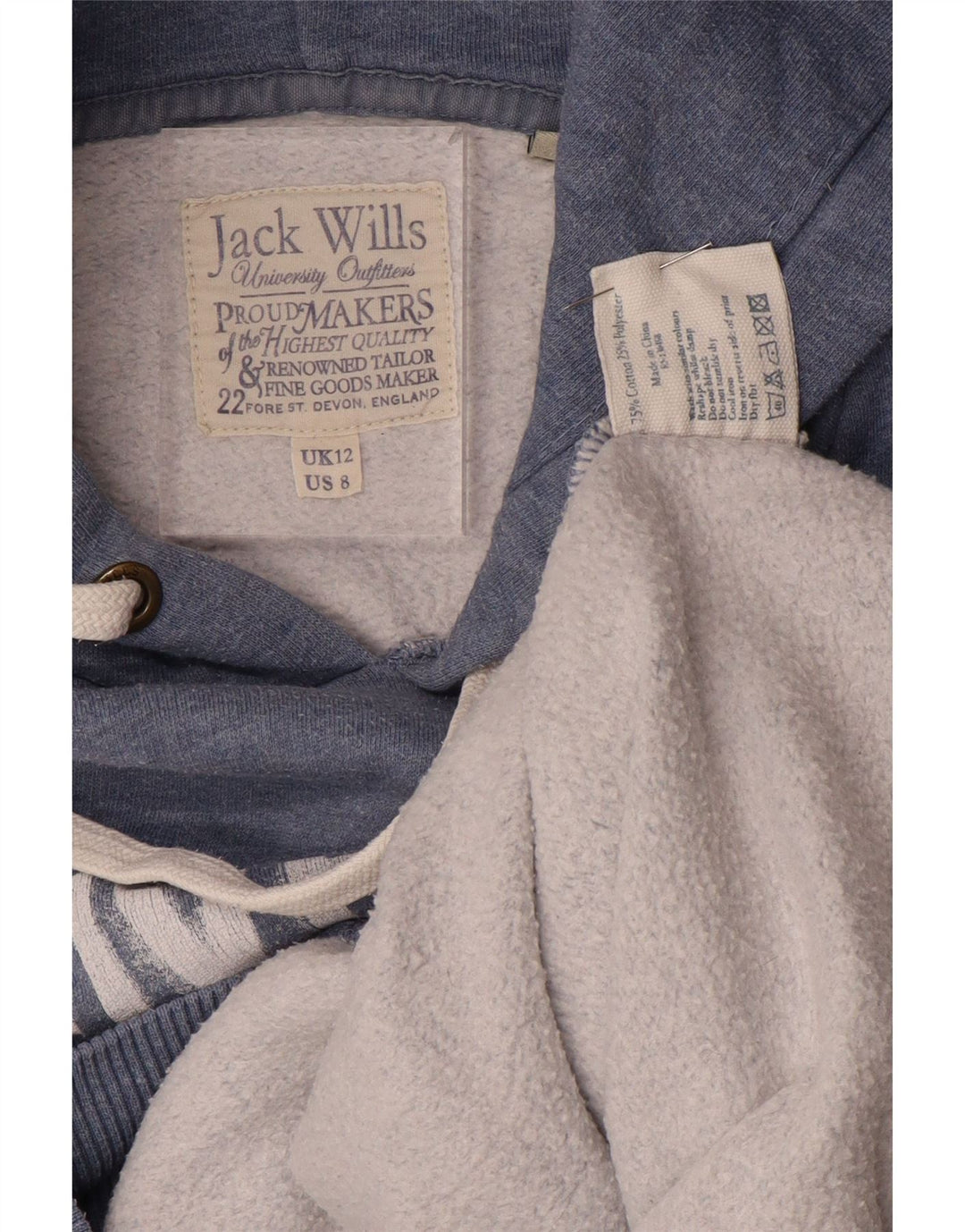 JACK WILLS Womens Hoodie Jumper UK 12 Medium  Navy Blue