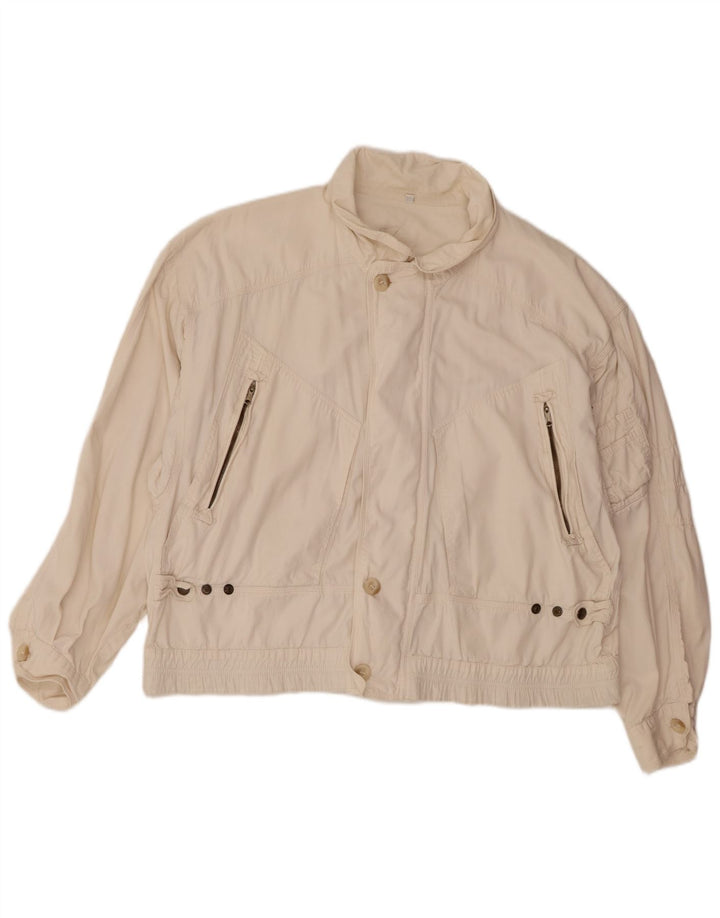 Ciao Mens Bomber Jacket IT 48 Medium Off White Cotton
