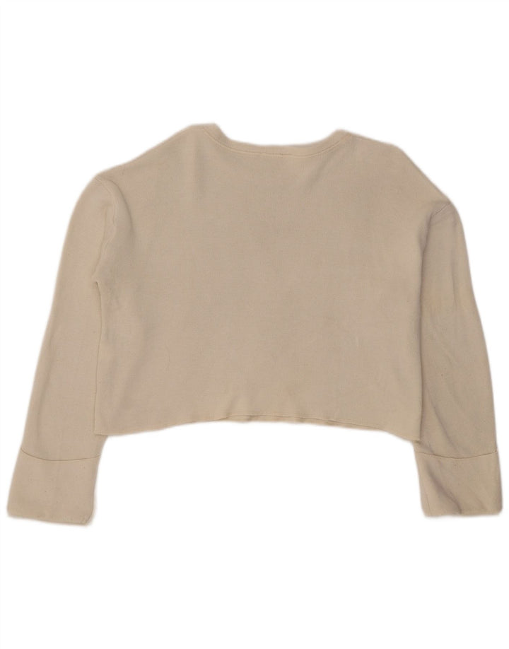 Zara Womens Crop Oversized Top Long Sleeve UK 10 Small White Viscose