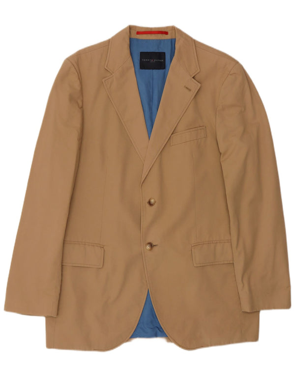 TOMMY HILFIGER Mens 2 Button Blazer Jacket EU 52 XL Beige Cotton