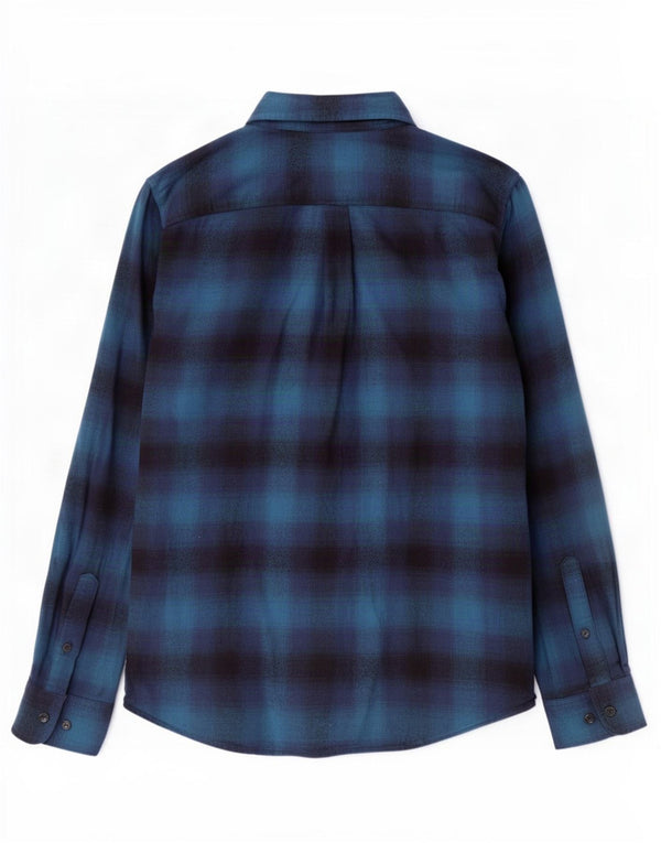 Chaps Mens Flannel Shirt Medium Blue Plaid Cotton