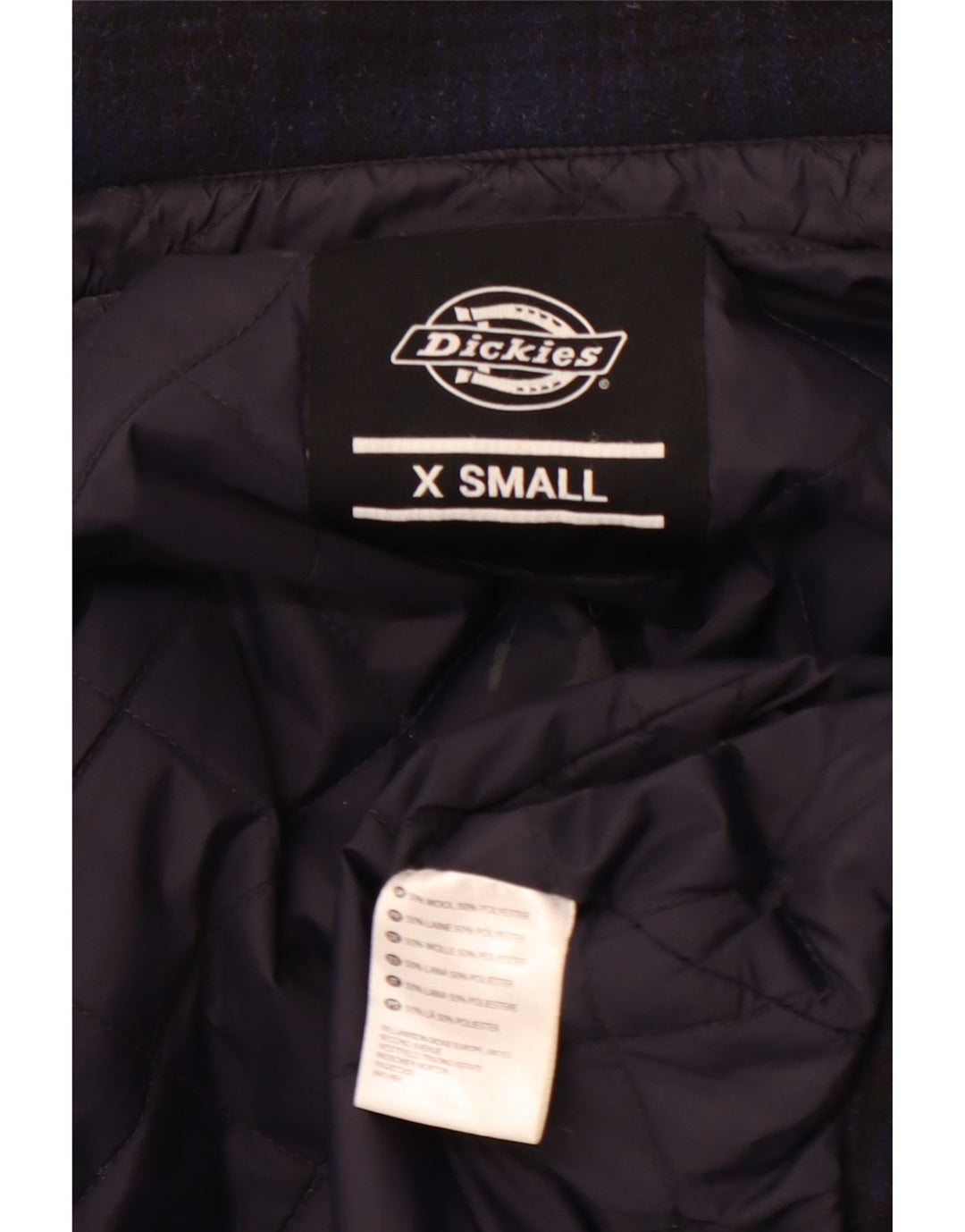 DICKIES Mens Lumberjack Flannel Shirt XS Navy Blue Check Wool