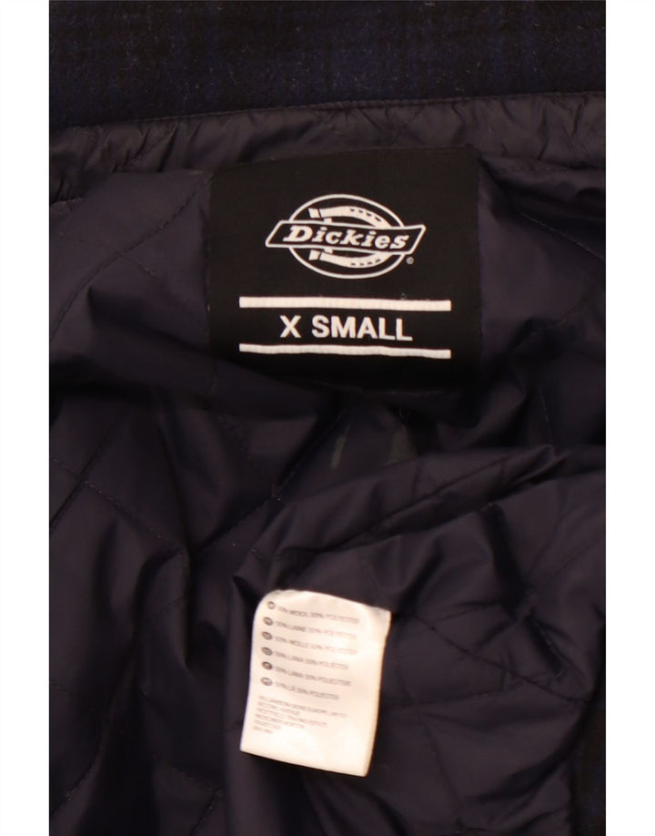 DICKIES Mens Lumberjack Flannel Shirt XS Navy Blue Check Wool