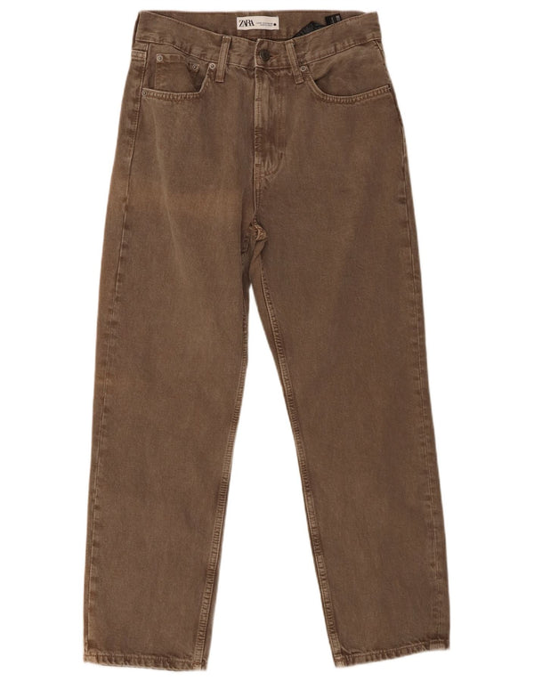 Zara Womens High Waist Jeans EU 38 Small W28 L26 Brown Cotton