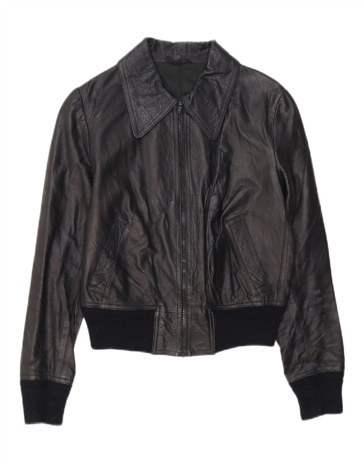 Vintage Womens Leather Jacket IT 46 Large Black Leather