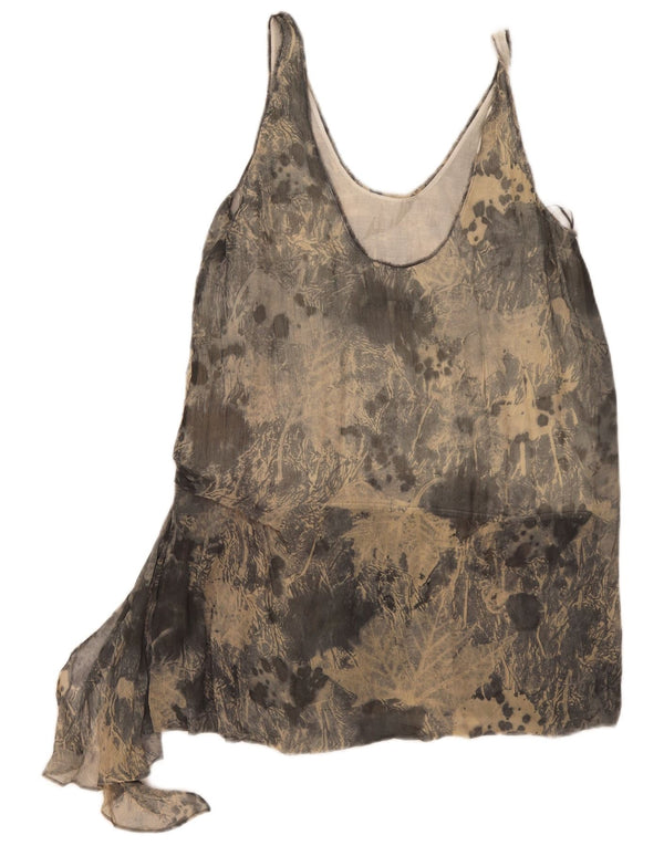 Zara Womens Sleeveless Asymmetric Tunic Top UK 12 Medium Grey Tie Dye