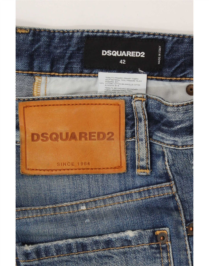 Dsquared2 Womens Distressed Slim Jeans IT 42 Medium W30 L27 Blue Spotted