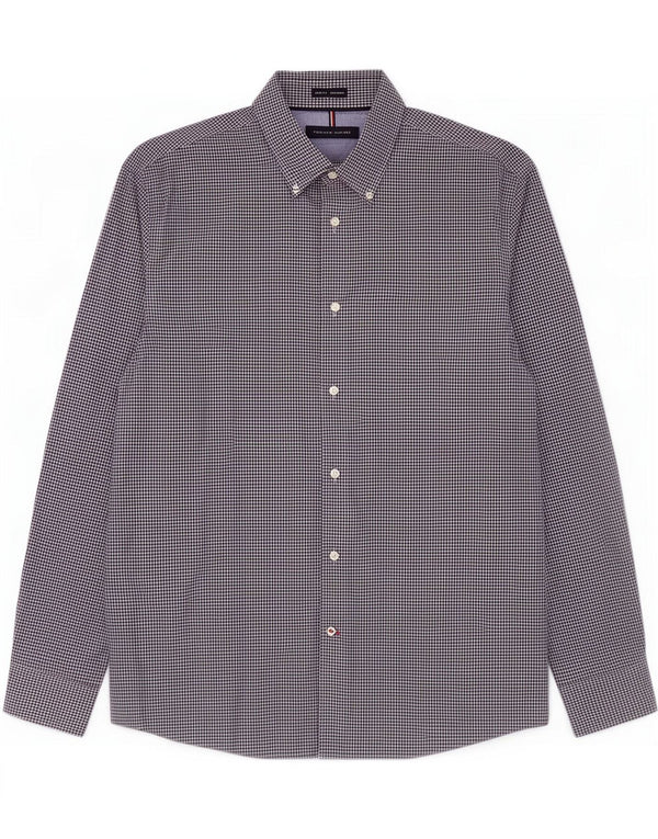 Tommy Hilfiger Mens Slim Fit Shirt Size 16 1/2 Large Navy Blue Gingham