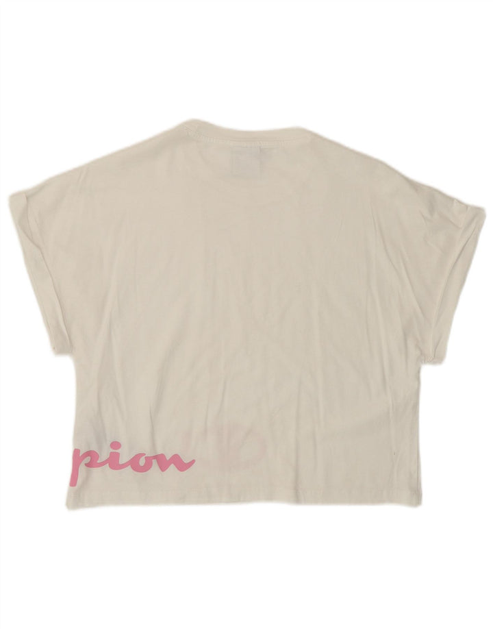Champion Girls Crop Graphic T-Shirt Top 13-14 Years XL White Cotton