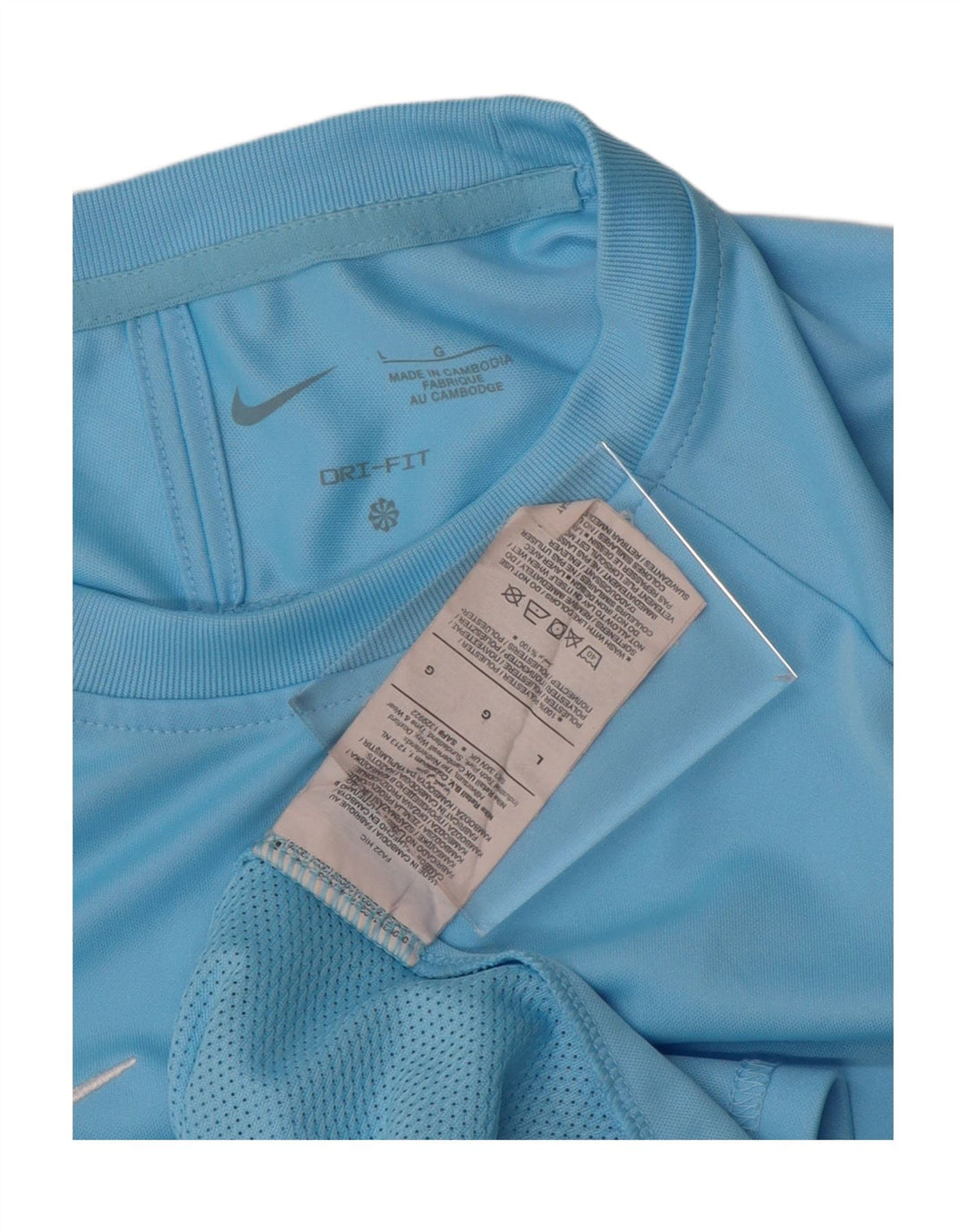 NIKE Mens Dri Fit T-Shirt Top Large Blue Colourblock Polyester