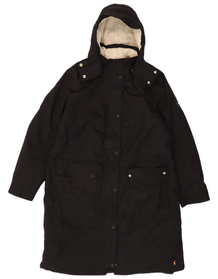 Joules Womens Hooded Parka Jacket UK 18 XL Black Polyester