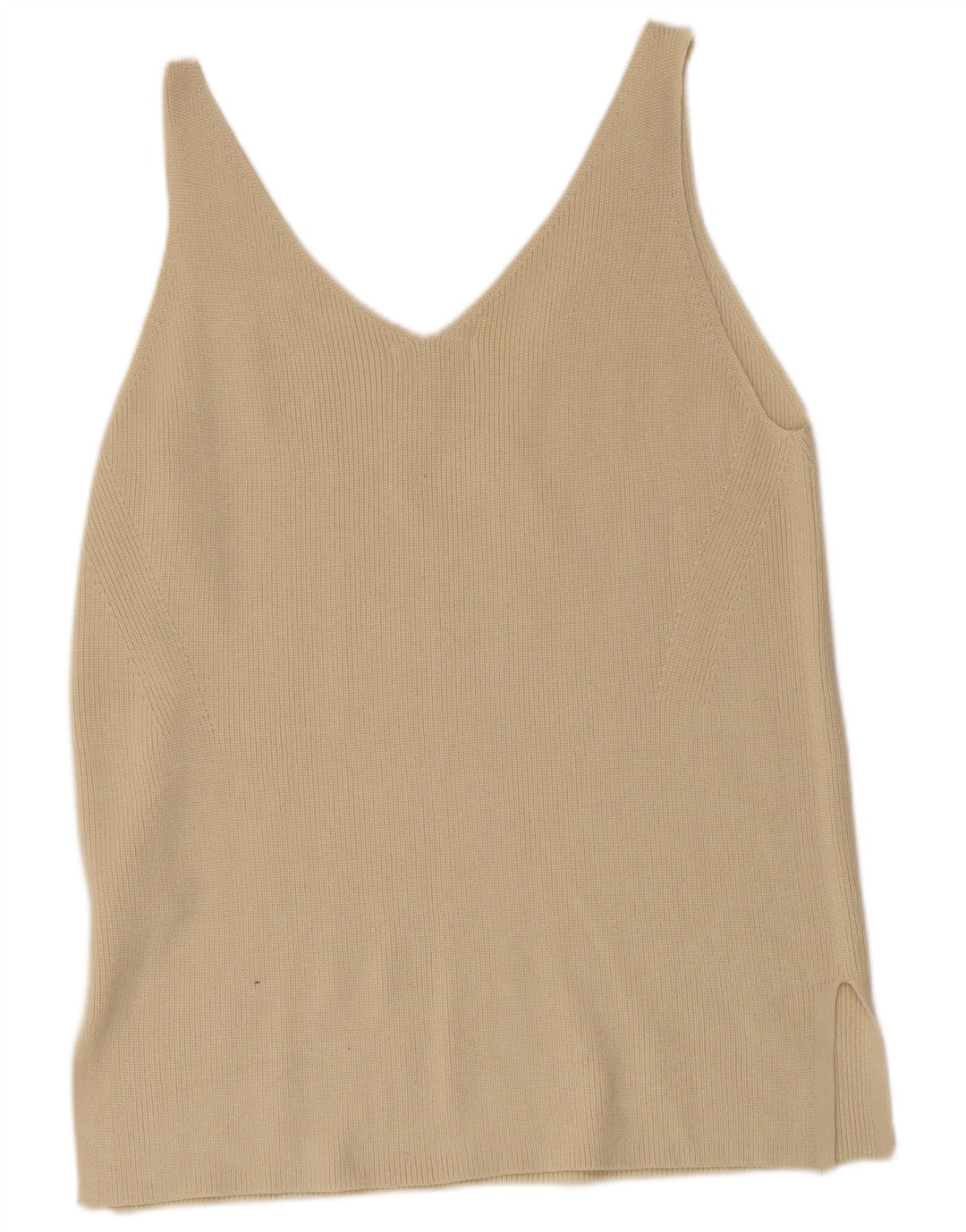 Marks & Spencer Womens Vest Top UK 14 Large Beige Cotton
