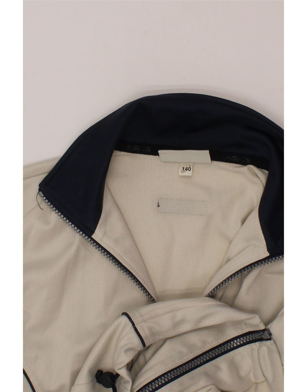ASICS Boys Tracksuit Top Jacket 9-10 Years Off White Polyester Vintage Asics and Second-Hand Asics from Messina Hembry 