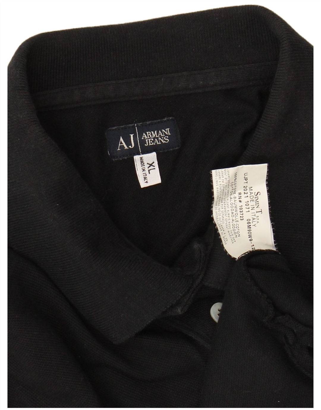 ARMANI JEANS Mens Polo Shirt XL Black Cotton