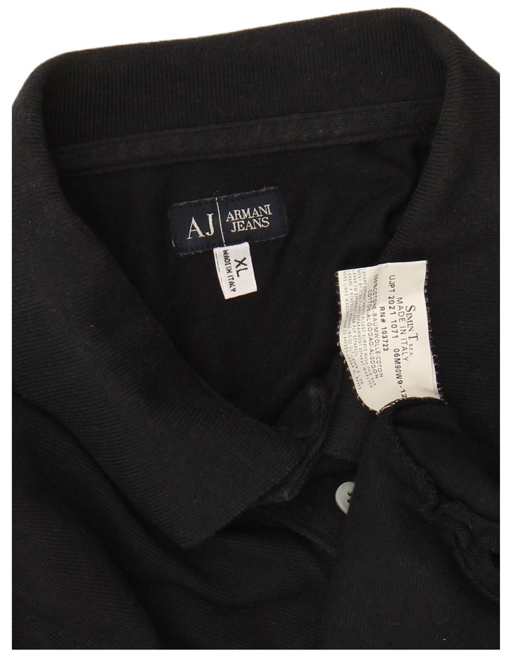 ARMANI JEANS Mens Polo Shirt XL Black Cotton