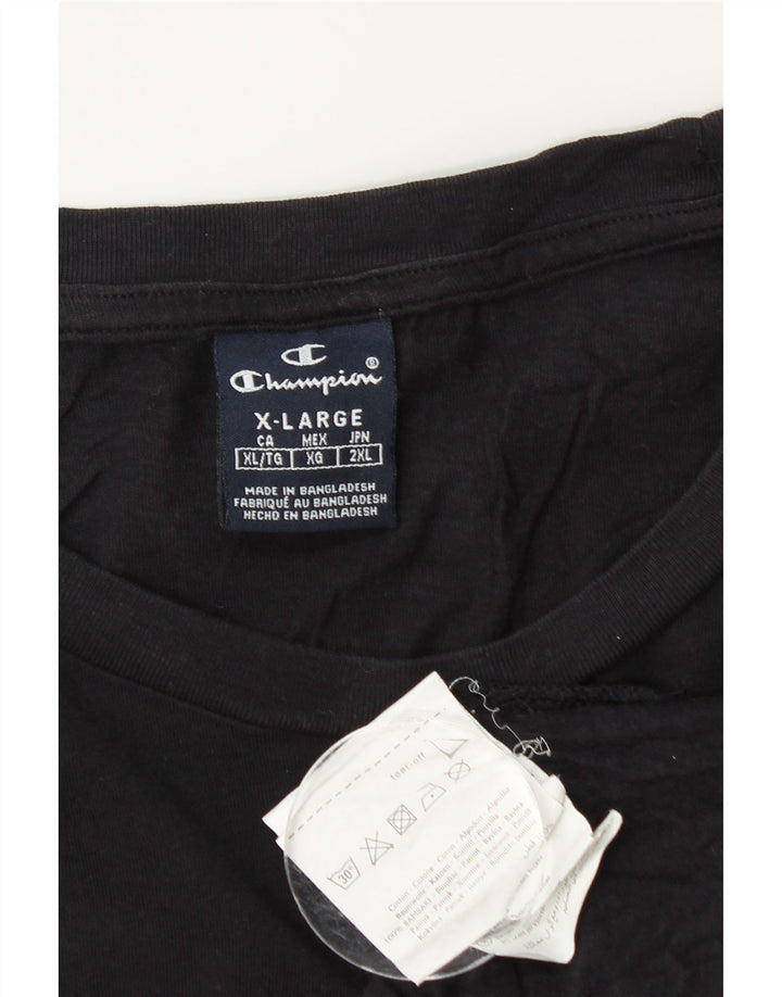 CHAMPION Mens Graphic T-Shirt Top XL Black Cotton