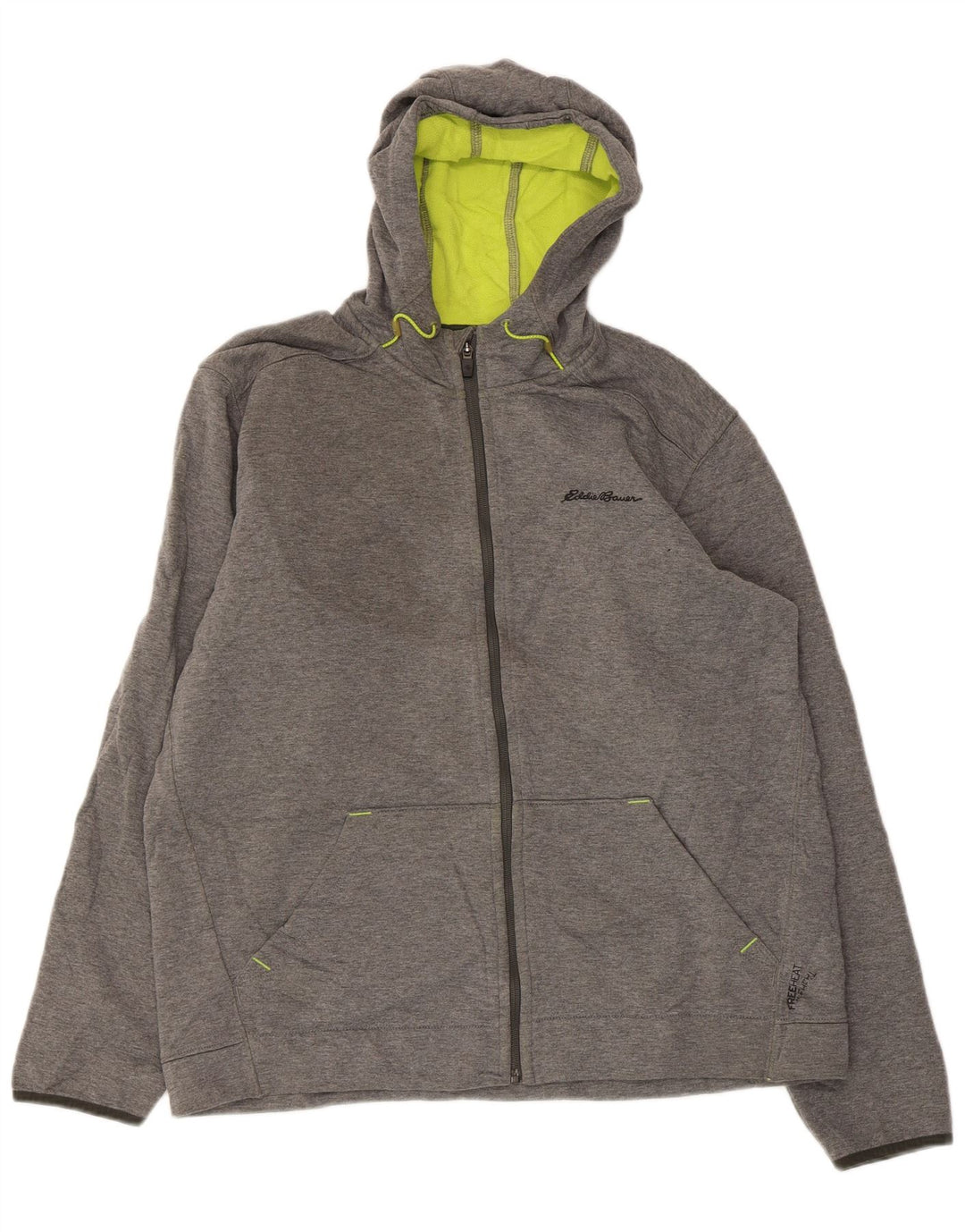 EDDIE BAUER Mens Zip Hoodie Sweater Large Grey Polyester