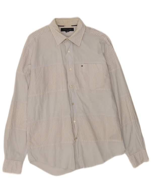 Tommy Hilfiger Mens Loose Fit Shirt Small White Striped Cotton