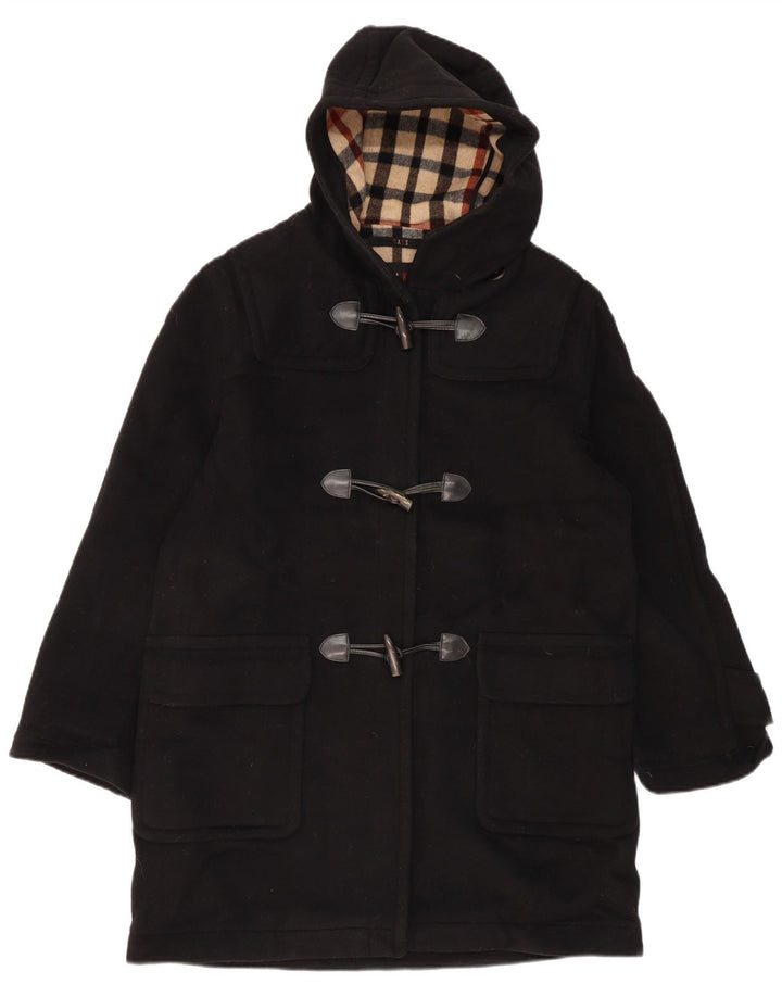 DAKS Womens Hooded Duffle Coat UK 16 Large Black