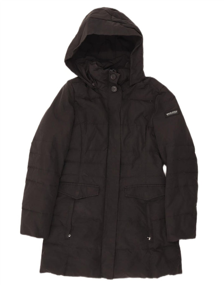 Woolrich Womens Hooded Padded Coat UK 10 Small Black