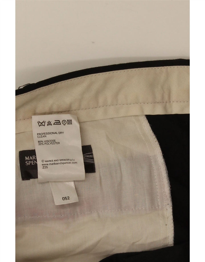 Marks & Spencer Mens Pegged Suit Trousers W42 L33 Black Viscose