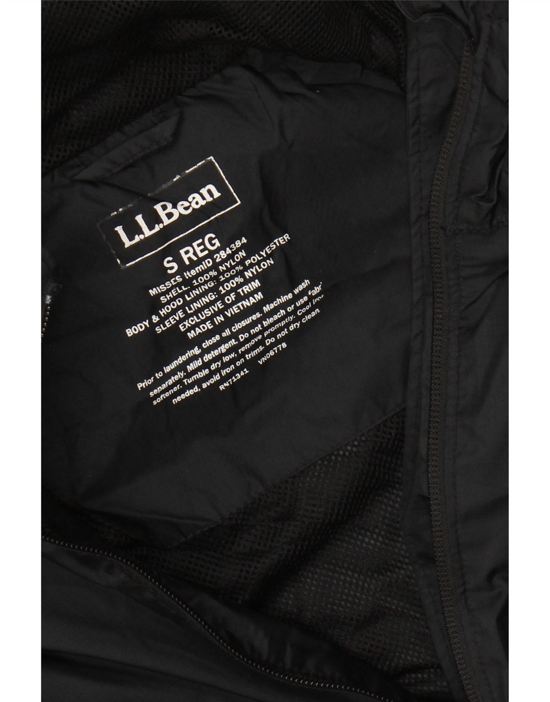 L.L.BEAN Womens Oversized Hooded Rain Jacket UK 10 Small Black Nylon