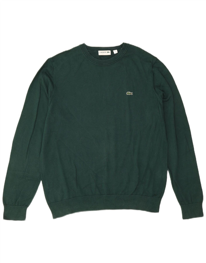 Lacoste Mens Crew Neck Jumper Sweater Size 6 XL Green Cotton