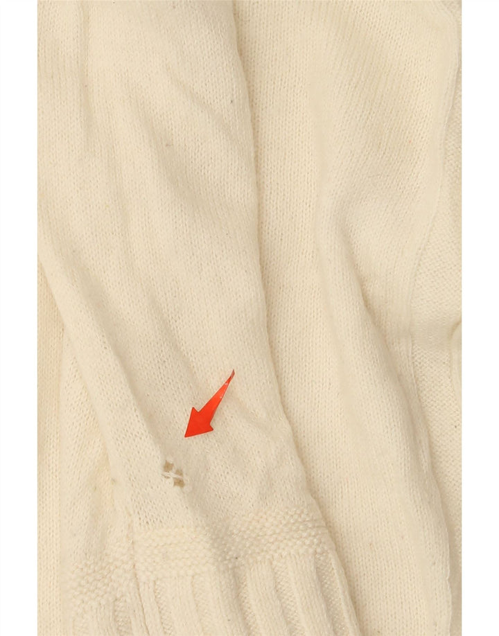 Tommy Hilfiger Mens Zip Neck Jumper Sweater Large Off White Wool