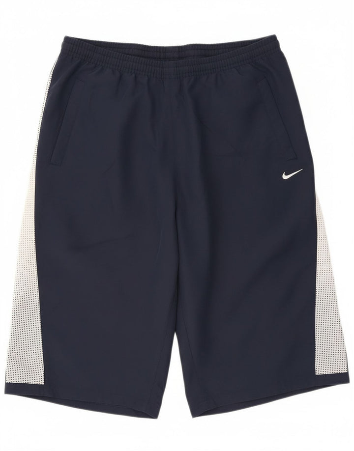 Nike Boys Sport Shorts 13-14 Years XL Navy Blue Colourblock Polyester