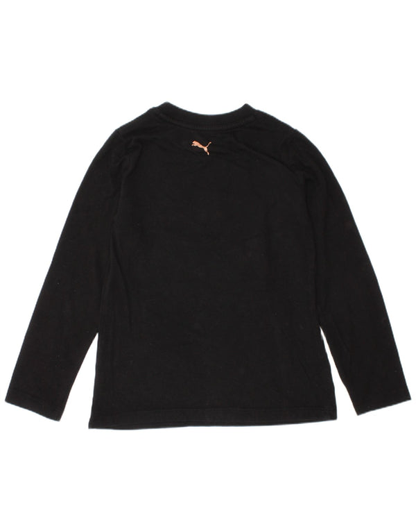 Puma Girls Graphic Top Long Sleeve 4-5 Years Black Cotton