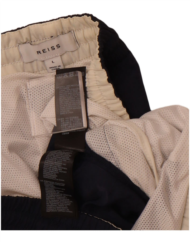 REISS Womens Swimming Shorts UK 16 Large Navy Blue Polyamide