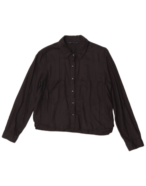 Zara Womens Z1975 Shirt Blouse UK 14 Medium Black Lyocell